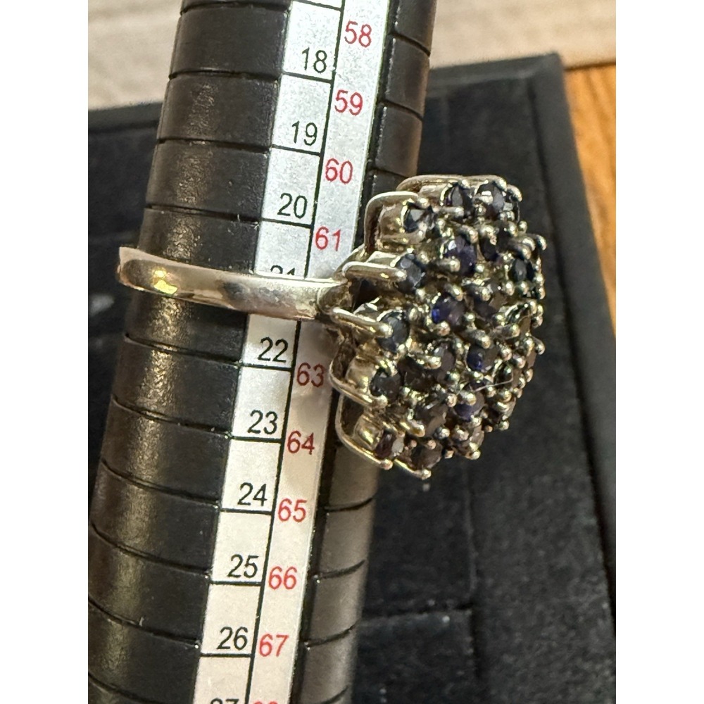 925 Sterling Silver Ring Sapphire Gemstone Jewelry ADI 925 Cluster LARGE Size 10 - Picture 2 of 16